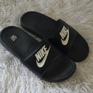 Nike Black and White Slide Sandals